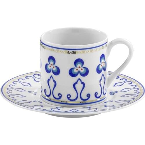 Kutahya Porcelain Cintemani 9727 Pattern 6 Person Coffee Cup Set Turkish Coffee Espresso Made in Turkey %100 Original