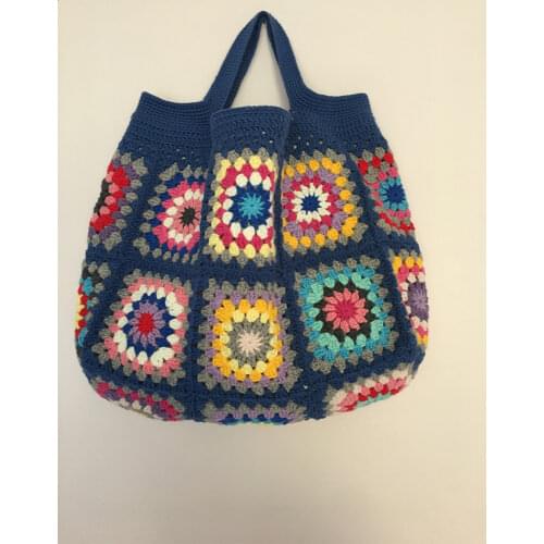 Royal Blue Granny Square Bag,Summer Bag,Beach Bag,Handmade Crochet Bag,Crochet Shoulder Bag,Tote Bag