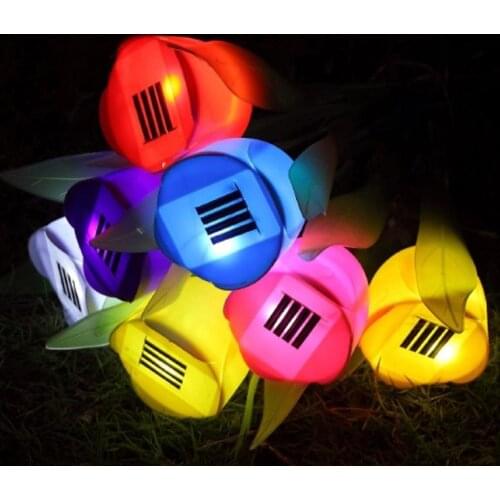 Hot Sale Outdoor Garden Solar LED Light Solar Powered LED Tulip Home Lawn Lamp Landscape Night Flower Lamp