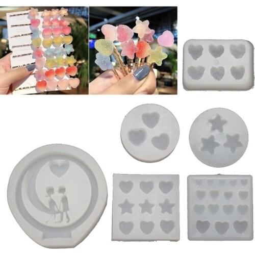 Handmade Sugar Love Star Heart Soft Candy Pendant Mold Gummy Candy Hairpin Slilcone Resin Molds Jewelry Making Tools