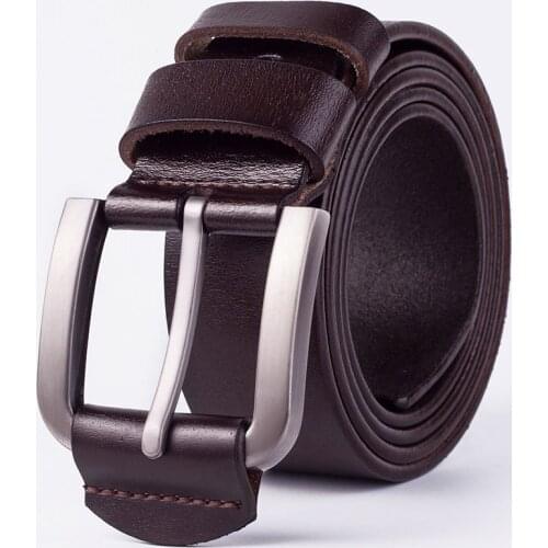 High Quality Men Genuine Leather Belts Luxury Design Alloy Metal Pin Buckle Belt Fashion Classice Vintage Men Jeans Waistband