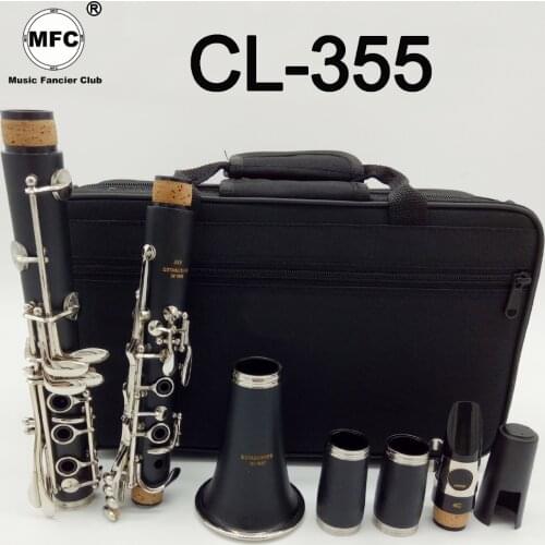 Music Fancier Club Student Clarinets Bb CL-355 Matte ABS Resin Bakelite Clarinet Mouthpiece 4C Included Case + Reeds