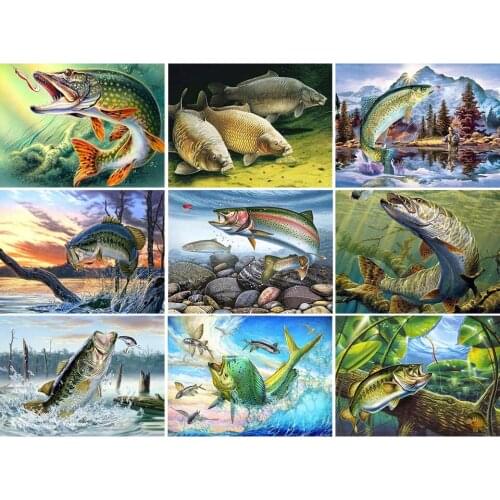 5D DIY Diamond Painting Fish Animals Cross Stitch Kit Full Drill Square Embroidery Mosaic Art Picture Of Rhinestones Decor Gift