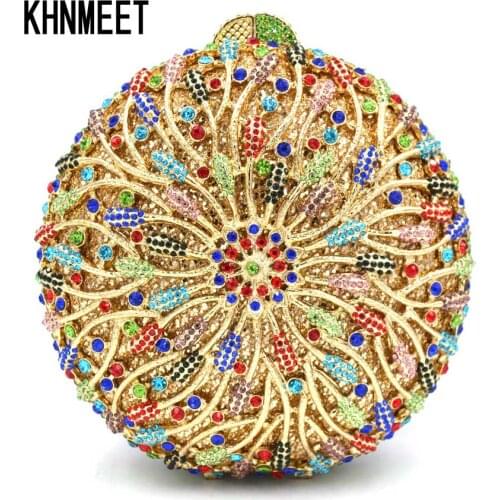 New Arrive Fashion Roundness Colorful Clutch Bag Women Party Wedding Bridal Chain Evening Bag Ladies Prom Purse SC591