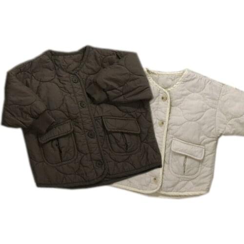 2020 autumn and winter childrens clothing new boys and girls foreign style childrens baby step on the line thin cotton jacket