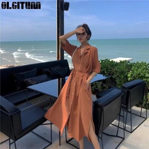 New French 2020 Summer Split Dress Women Draw Back Small Dress Temperament Thin Chiffon Dress Female oversize Long Slim Dress