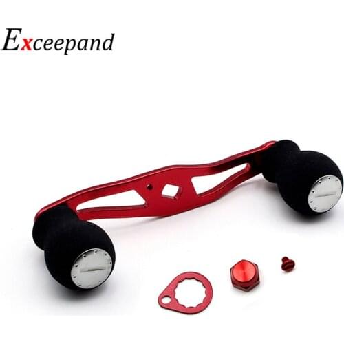 Exceepand 95mm EVA Knob Red Metal Baitcasting Fishing Reel Handle Grip for Abu Garcia Daiwa Low Profile High Strength Tools