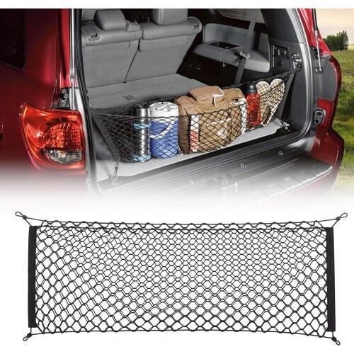 Car Trunk Cargo Net Auto Rear Tailgate Storage Organizer Nylon Elastic With Hooks Mesh Pocket Stuff Holder