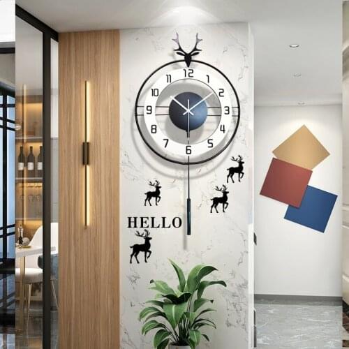 Modern Wall Clock with Pendulum Luxury Fashion Wall Watch Living Room Creative Unique Designed Clock Home Decor House Ornaments