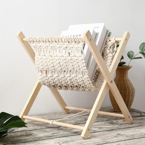 Nordic Country Style Cotton Rope Woven Storage Rack Macrame Magazine Rack Small Boho Books Newspapers Holder Organizer 45a