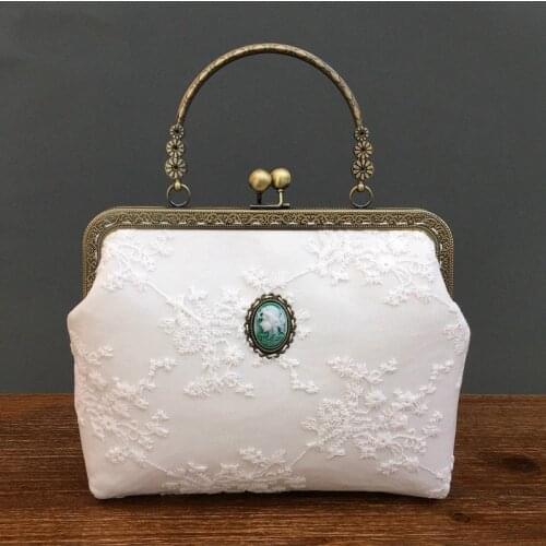 Finished handmade cheongsam bag embroidery female retro diy mouth gold bag portable small bag Chinese national wind cloth bag