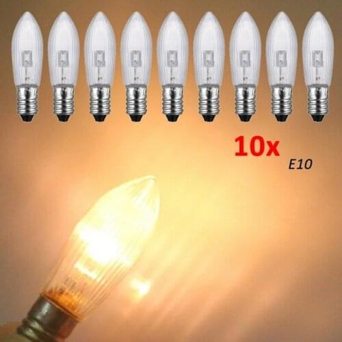 10 Pcs For Fairy Lights E10 LED Replacement Lamp Bulb Tapered Candle Light Bulbs for Bathroom Kitchen Home Bulbs Decoration