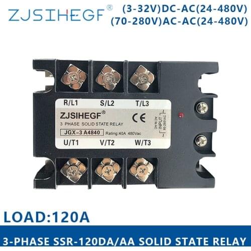 3Phase SSR 120DA/AA 3-32VDC/70-280VAC Three Phase Solid State Relay Load 120A For Temperature Control