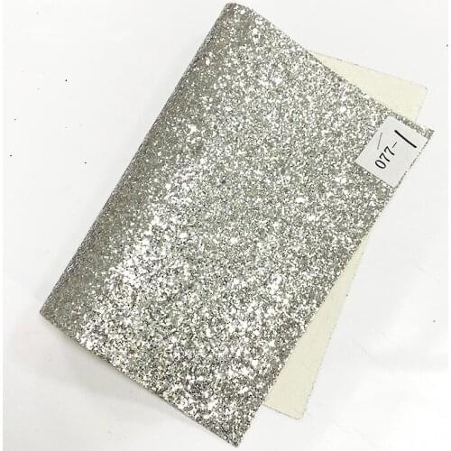 1.3MM Solid Color Sparkling Chunky Glitter Faux Leather By Yard Knitted Backing for Shoes/Hair Bows/Bags/DIY Accessories