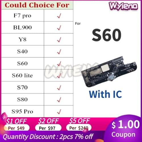 Wyieno For Doogee F7 BL9000 Y8 S40 S60 S70 S80 S95 Pro Lite USB Charging Dock Port Charger Plug Flex Cable Connector Board