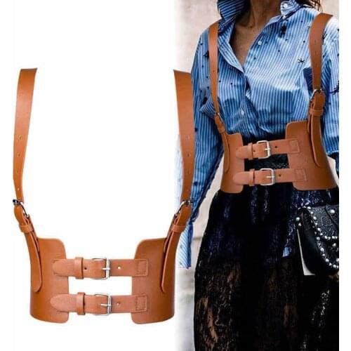 Womens Faux Leather Waist Belt Wide Elastic Strap Underbust Corset Cinch Waistband with Buckle Dress Accessories