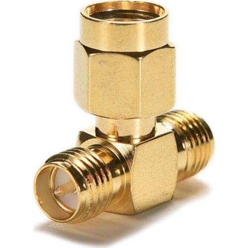 1PC Triple 1M2F Adapter RP.SMA jack male to 2 RP-SMA plug female T RF connector