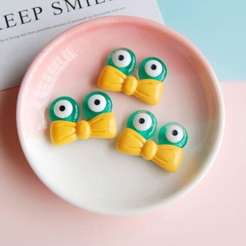 10pcs/lot Bowknot Frog Patern 3D Planar Resin DIY Sew For Hair Bows Kawaii Cartoon Cabochon Craft Homework Accessories,10Yc18740