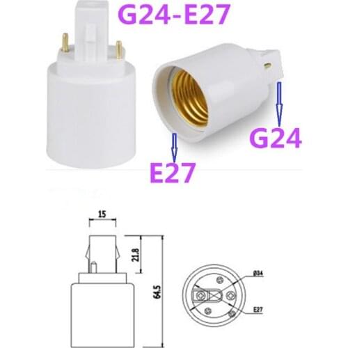 10pcs Free Shipping Lamp Holder G24 to E27 Adapter Converter Light Bulb Base