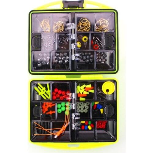 184 Pcs Rock Fishing Tackle Kits Set Jig Hooks Space Beans Sinker Slides Stopper 77HC