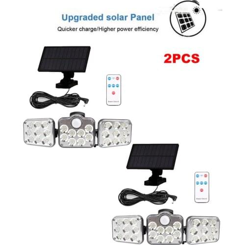 2pcs 138 led seperable remote Solar Light Outdoors Motion Sensor solar Wall Lamp Waterproof Spotlights Garden Decor Emergency St