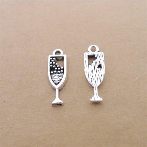 200Pcs/lot Antique Silver Wine Cups Charms 20x7MM Tableware Charms for Jewelry Making
