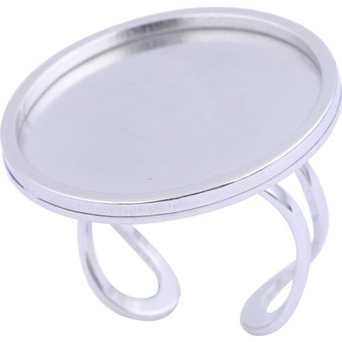 Onwear 5pcs Stainless Steel Gold Plated 25mm Cabochon Ring Base Setting Blanks Diy Bezel Trays For Rings Jewelry Making