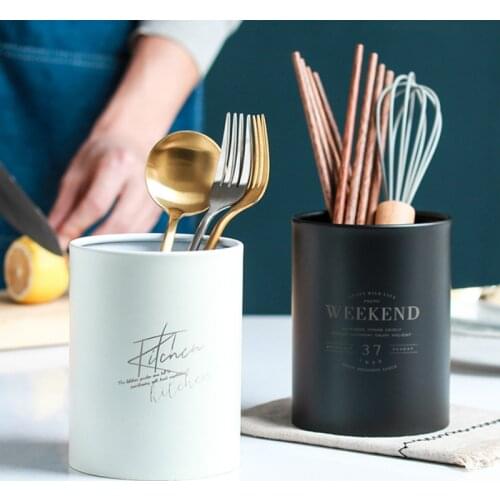 304 Stainless Steel Cutlery Holder Drainer Rack Home Kitchen Round Chopsticks Storage Tube Spoon Fork Organizer Shelf WF