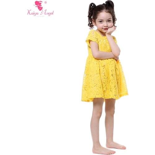 Kaiya Angel Party Dresses Kids Girls Clothes Yellow Lace Princess Dress Summer Baby Girl Clothes Wedding Dress