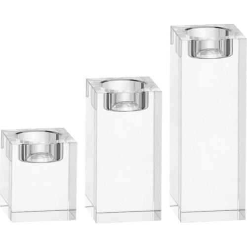 3pcs K9 Crystal Candlestick Cube Candle Holder Home Candle Candlestick Ornament Tealight Holder Romantic Table Decoration