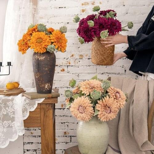 Fake Sunflower Onamental Home Decor Faux Silk Flower Table Counterpiece Simulation Bouquet for Party