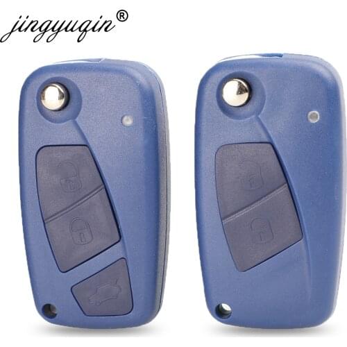 Jingyuqin 10pcs/lot Blue Key Fob for Fiat Panda Idea Punto Stilo Iveco 2/3 Button Remote Flip Folding Key Shell Case