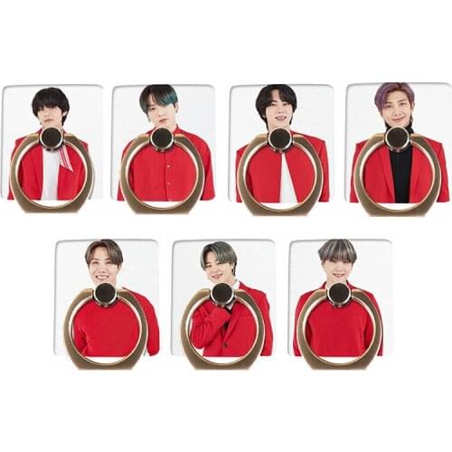 7 Pcs/lot Kpop Map of The Soul Mobile Ring Bracket Toys Jungkook V Jhope Jimin Suga Phone Stand Finger Ring Rotation Holder Toy