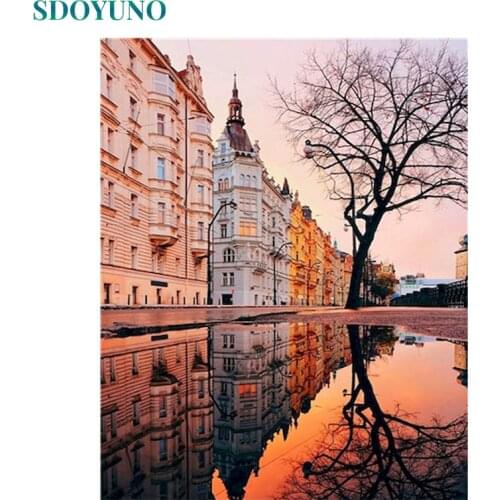 SDOYUNO 60x75cm Oil Painting By Numbers Landscape DIY Paint By Numbers On Canvas Frameless Scenery Hand Painting Home Decor