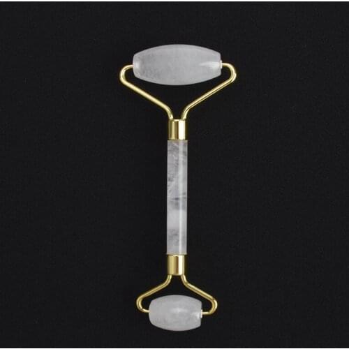 Natural Clear Crystal Face Massager Double Head Smooth Lifting Tools Skin Care Facial Body Rollers Stone Massage Jade Beauty