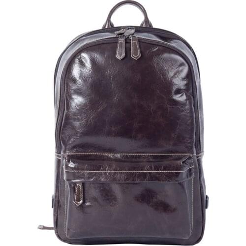 Men Backpack Laptop Backpack Male Schoolbag Handmade Crack Travel Backpack First Layer Cowhide Simple Large Capacity Leather