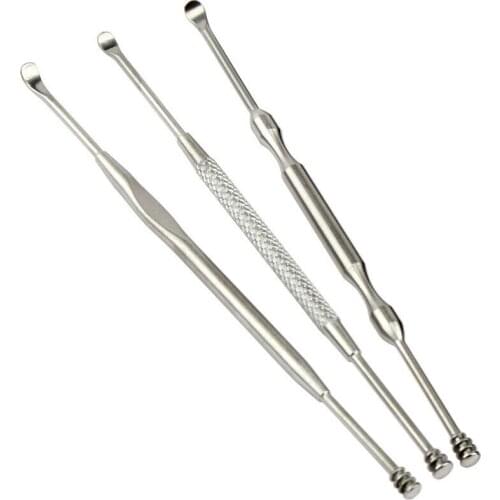 Stainless Steel Ear Wax Removal Cleaning Tool Kit Ear Wax Pickers 3pcs Ear Pick Set Earpick Wax Removal Beauty Tool
