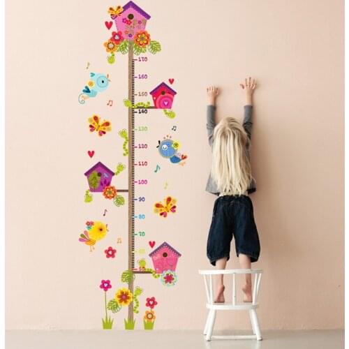 Cartoon Animal Modern Style Plane Wall Sticker Children 3D Height Chart Measure Waterproof Art Mural For Baby Room Living Room