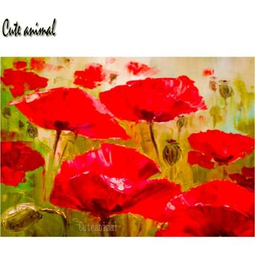 Full drill square round 5d diy diamond painting Poppy red flower diamond mosaic diamond embroidery Rhinestone decor gift 2020