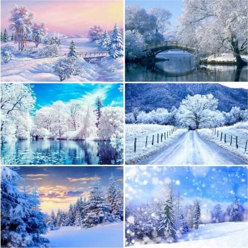 AZQSD Adult Coloring By Numbers Tree Acrylic Paint DIY Unframe Handpainted Gift Paint By Numbers Winter Landscape Home Decor