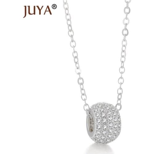 JUYA Handmade Luxury AAA Cubic Zircon Round Beads Necklaces Pendants For Women bijoux femme collares largos