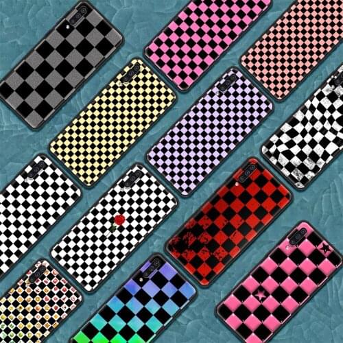 Checkerboard Plaid Checked Silicone Phone Case For Samsung Galaxy A51 A21s A71 A12 A31 A52 A41 A32 5G A02s A11 A02 Back Cover
