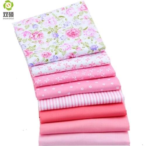 Shuanshuo Pink Patchwork Cotton Fabric Fat Quaters Cloth Quilting Patchwork Fabrics For Sewing Doll Choth 40pcs/lots 40*50CM