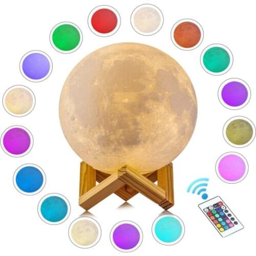 LED 3D Print Moon Night Light USB 16 Color Sky Room Decoration Indoor Children Gifts Remote Control Table Galaxy Lamp For Home