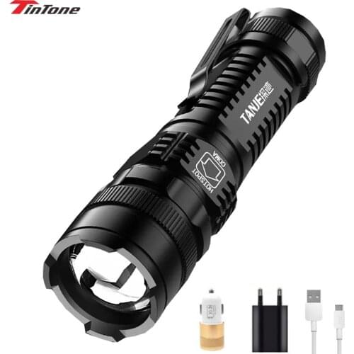 T9 Tactical flashlight Ultra Torch USB Rechargeable Battery Built-in Powerful Outdoor Lantern Waterproof Camping Mini Flashlight