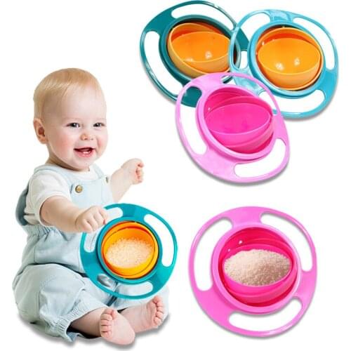 Universal Gyro Bowl Practical Design Children Rotary Balance Novelty Gyro Umbrella 360 Rotate Spill-Proof Solid Feeding Dishes