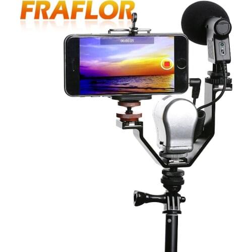 3 in 1 Universal Hot Shoe Mount Bracket Camera V-shape Triple for Video Flash Lights Microphones Monitors to Cameras Camcorders