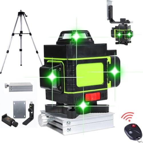 12/16 Lines Laser Level Powerful 4D Self-Leveling Horizontal & Vertical Cross Super Powerful Green Lines 360 Degrees Adjustment