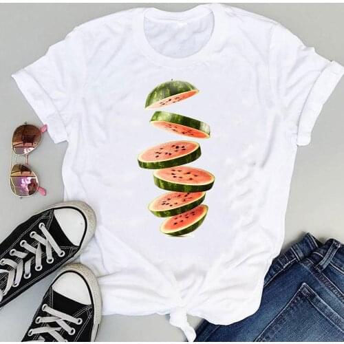 Women 2021 Strawberry Fruit Casual 90s Cartoon Short Sleeve Graphic Summer Fashion Print Female Clothes Tops Tees Tshirt T-Shirt