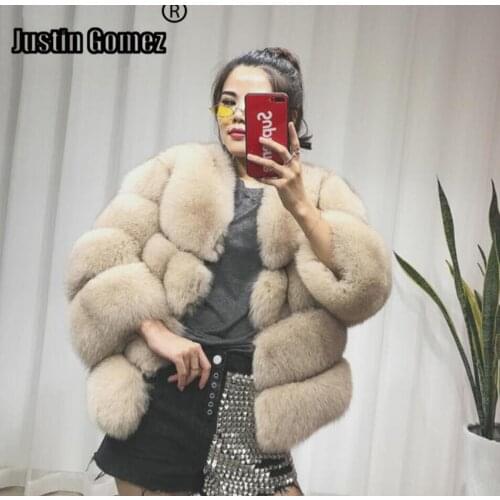 Coat Ladies Winter Warm Retro Vintage Luxury Large Panel Tilt Real Fox Fur Jacket Natural Fox Fur Outerwear